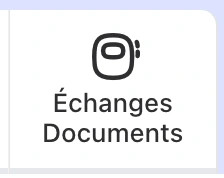 a screenshot of the france unemployment website of an icon that roughly looks like an among us character with the description that reads "Échanges Documents"